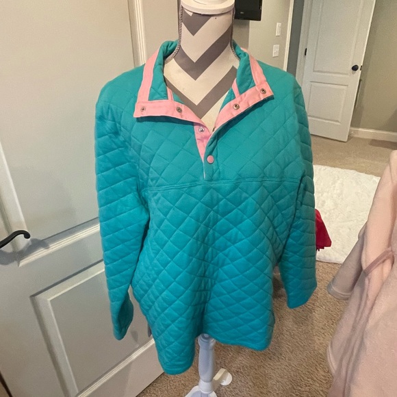 Lauren James Co. blue & pink quilted pullover - Picture 3 of 4